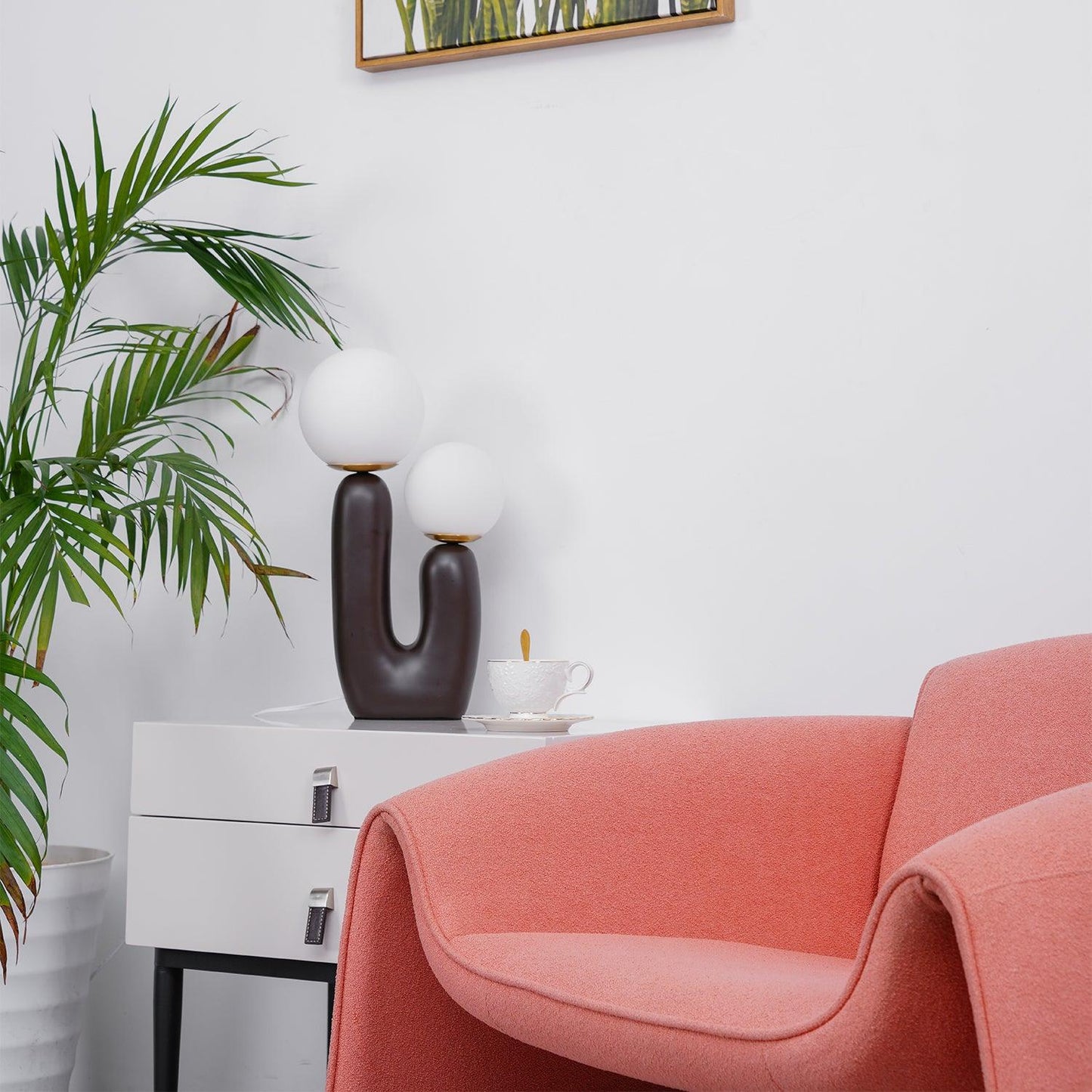 Modern Table Lamp | Resin & Metal | Pink, White, Terra Cotta