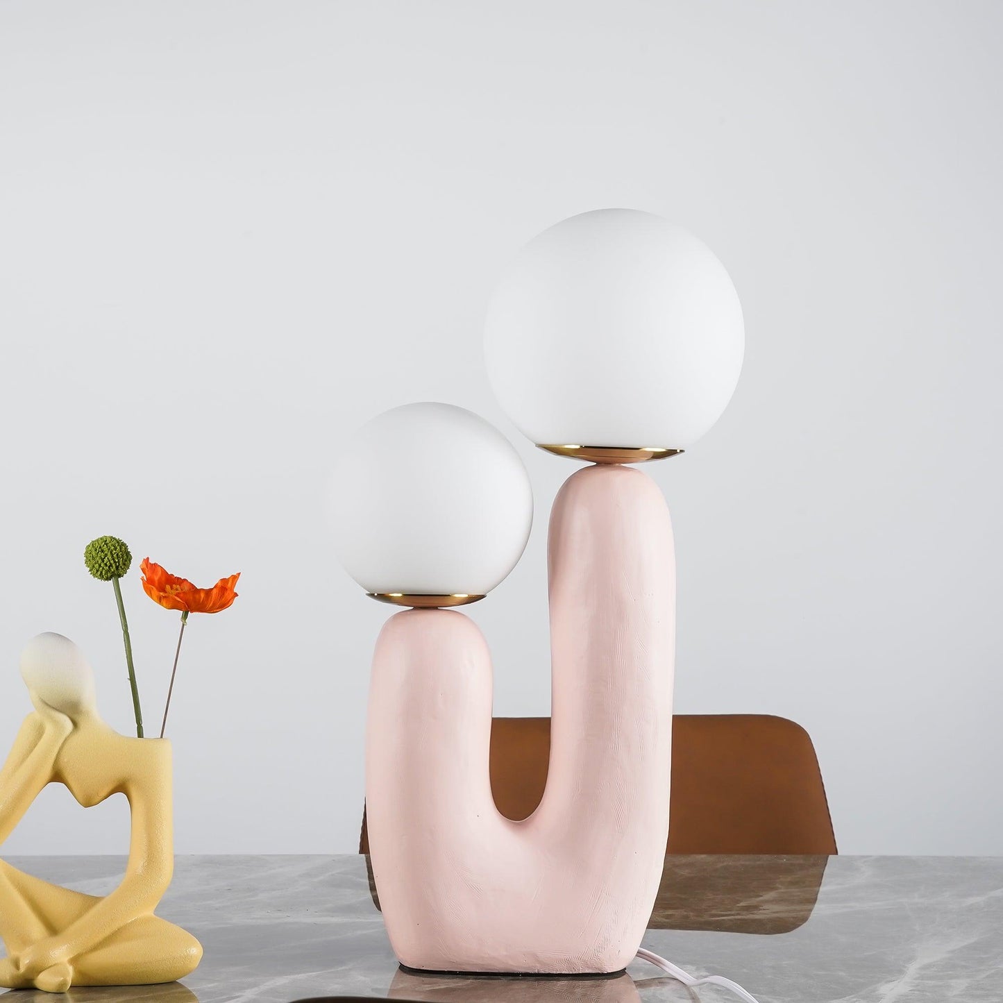 Rough Table Lamp | Resin & Metal | Green, Pink, Terra Cotta, White
