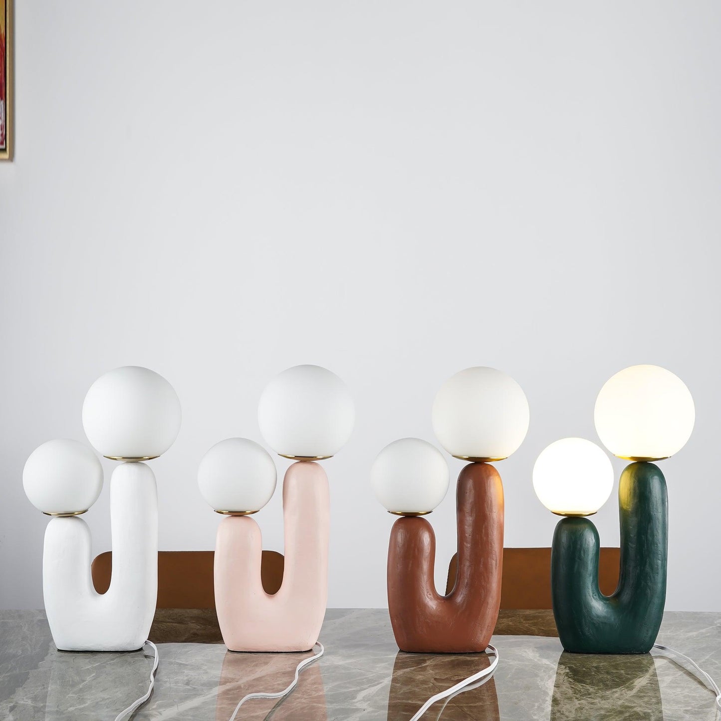 Rough Table Lamp | Resin & Metal | Green, Pink, Terra Cotta, White