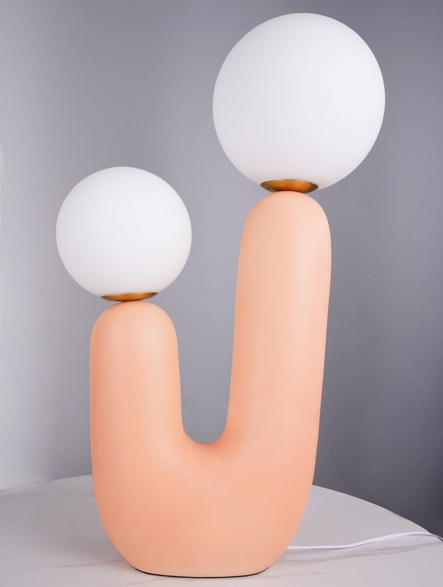 Ceramic Table Lamp | Organic Sculptural Design | White & Terra Cotta