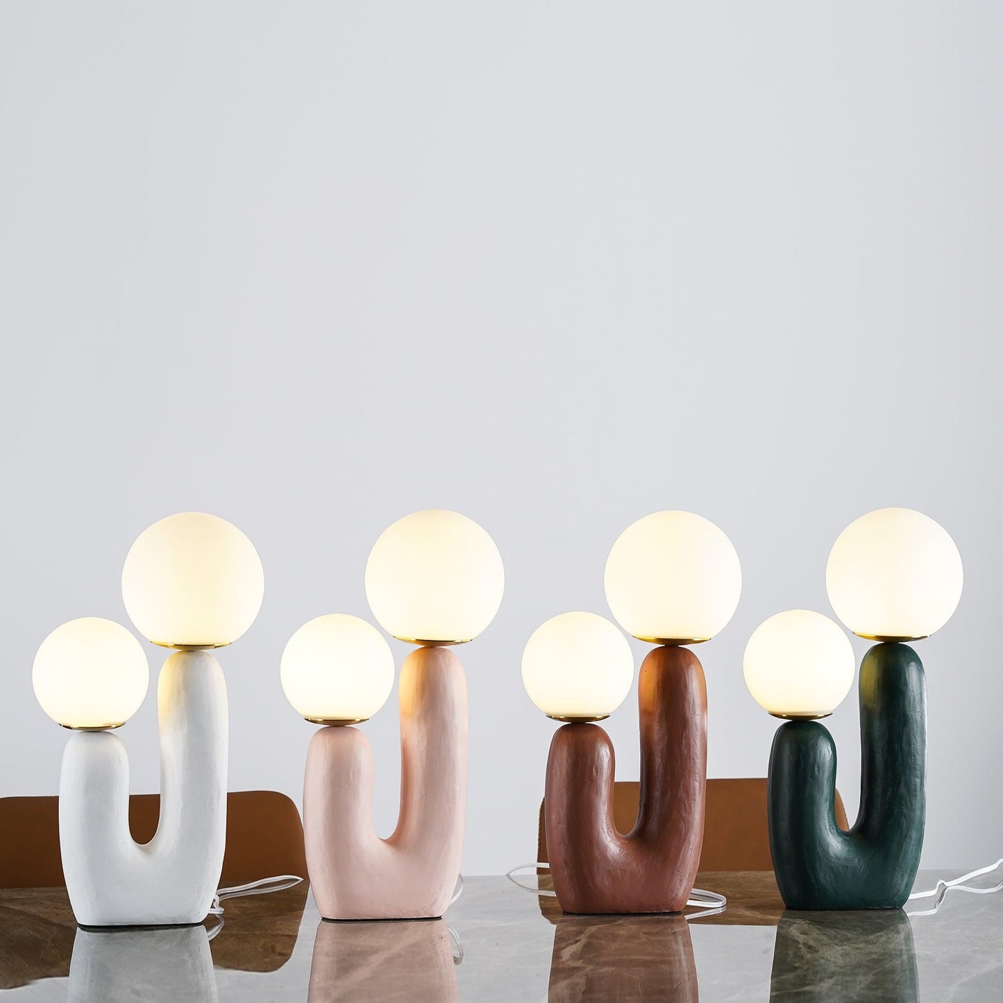 Rough Table Lamp | Resin & Metal | Green, Pink, Terra Cotta, White