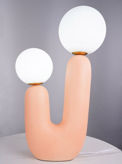 Ceramic Table Lamp | Organic Sculptural Design | White & Terra Cotta