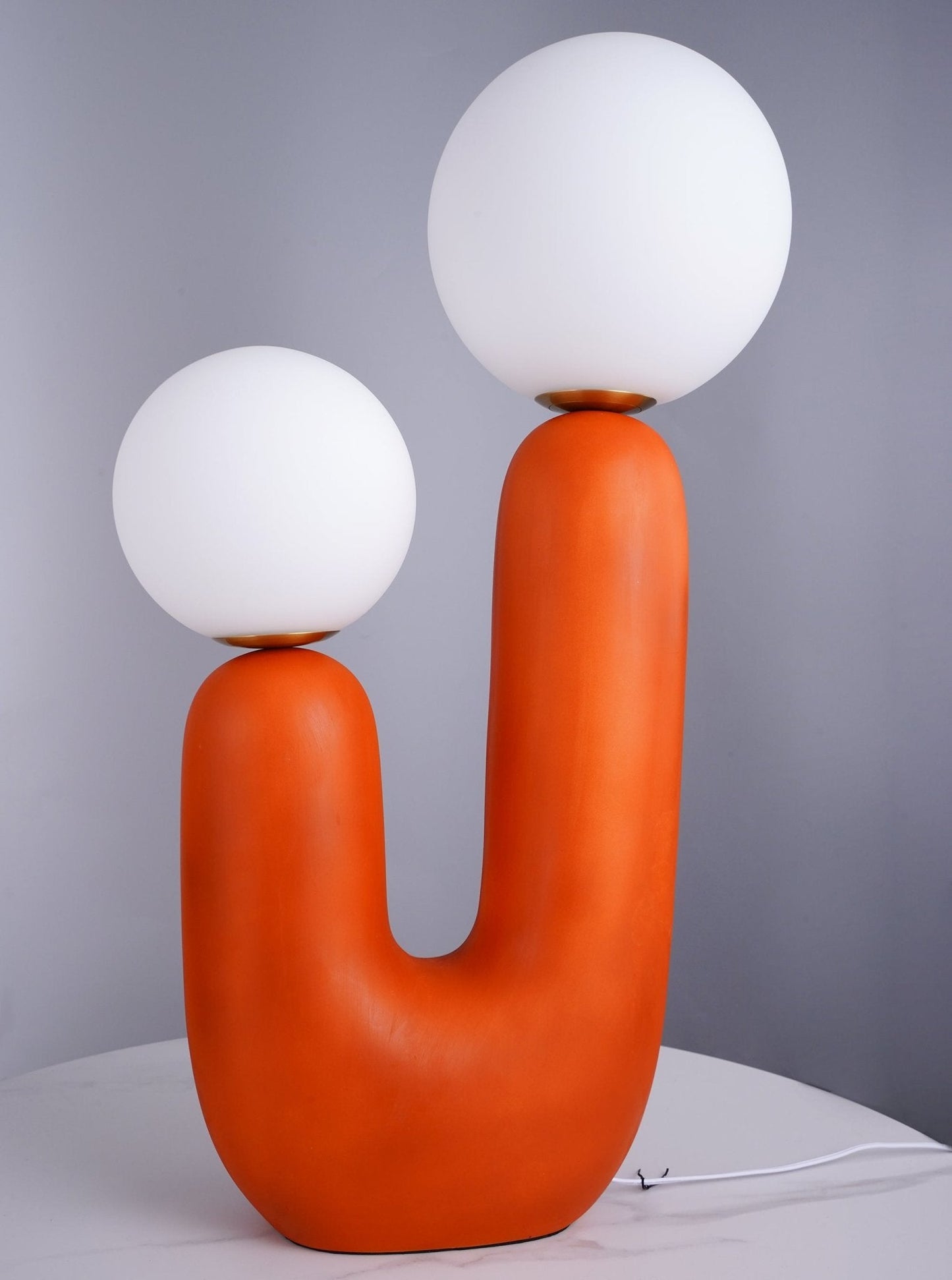 Ceramic Table Lamp | Organic Sculptural Design | White & Terra Cotta