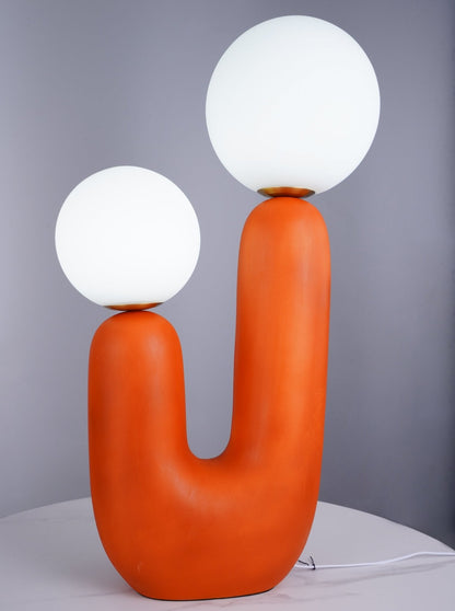 Ceramic Table Lamp | Organic Sculptural Design | White & Terra Cotta