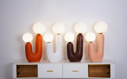 Ceramic Table Lamp | Organic Sculptural Design | White & Terra Cotta
