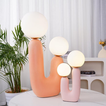 Modern Table Lamp | Resin & Metal | Pink, White, Terra Cotta
