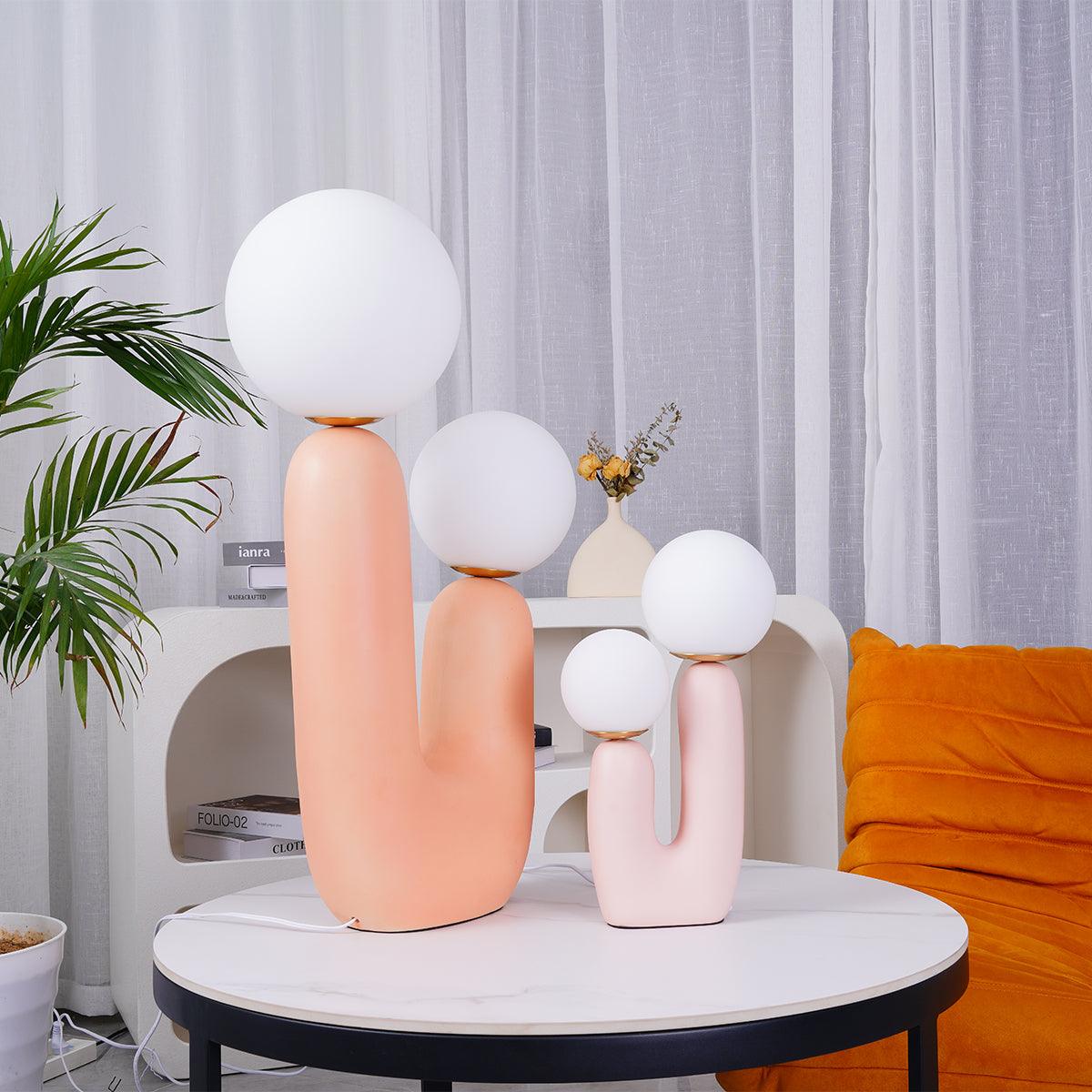 Modern Table Lamp | Resin & Metal | Pink, White, Terra Cotta