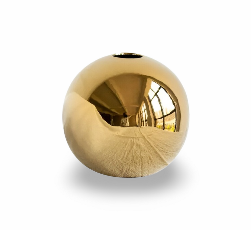 FloraOrb Vase | Gyllene Keramik | Rund