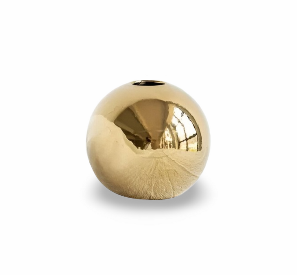 FloraOrb Vase | Gyllene Keramik | Rund
