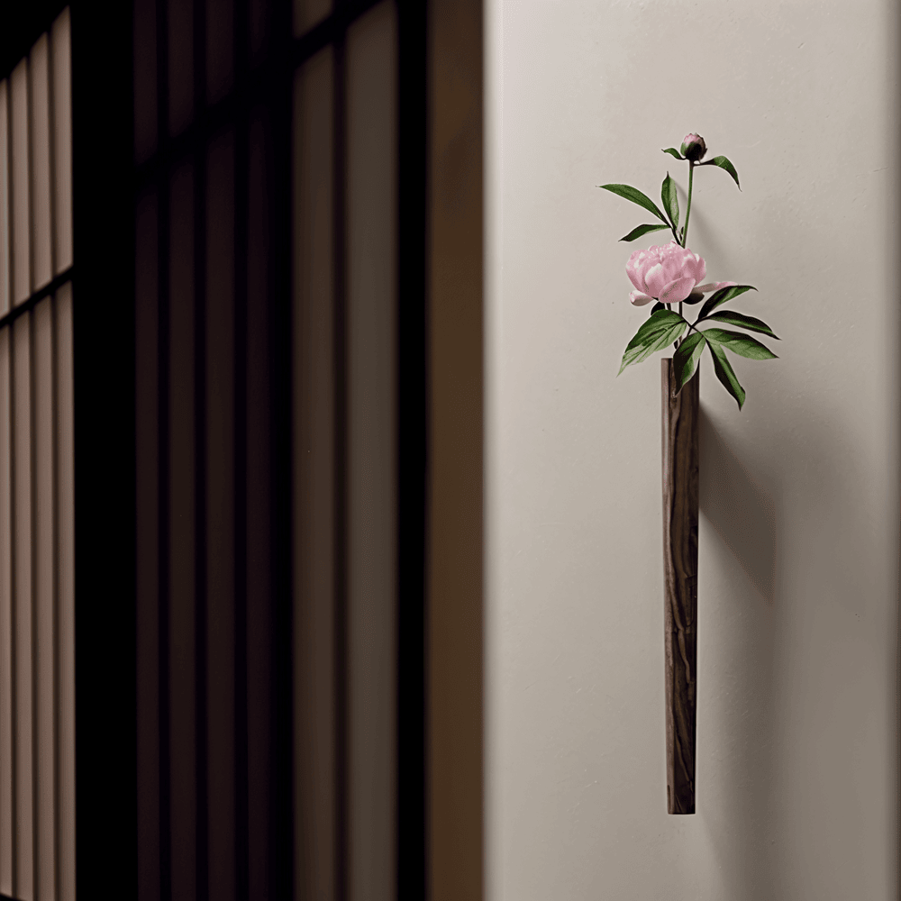 FrischFloret Vase | Wall-Mounted | Solid Wood & Walnut