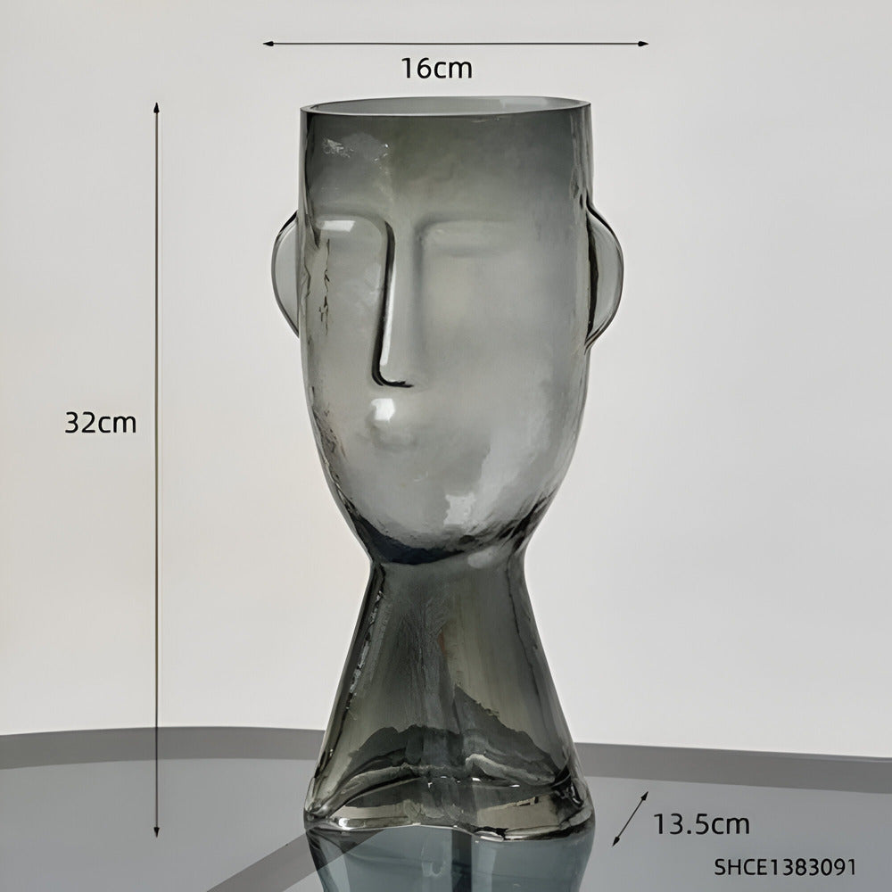 Konstnärlig Glasvas i Huvudform för Unik Inredning