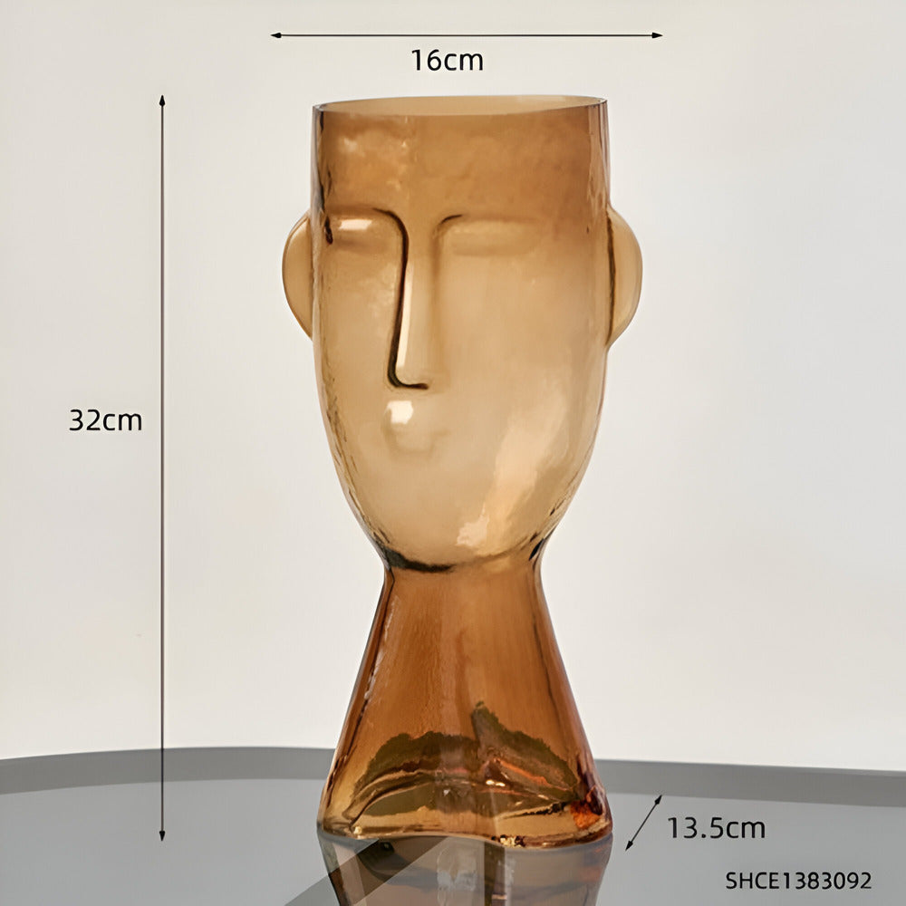 Konstnärlig Glasvas i Huvudform för Unik Inredning