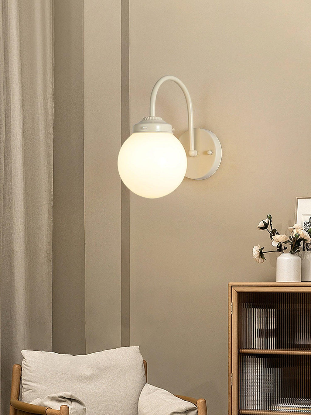 Orb Wall Lamp | Metal & Glass | Set of 2 Beige
