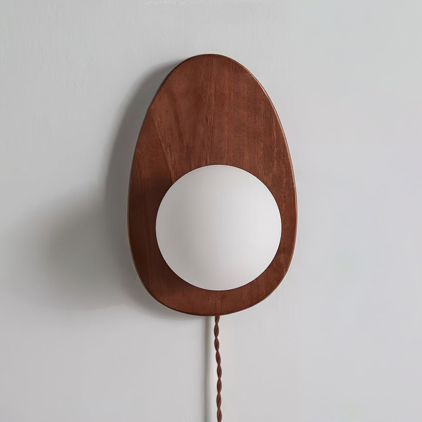 Walnut Wall Lamp | Wood & Glass | 18cm Diameter