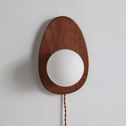 Walnut Wall Lamp | Wood & Glass | 18cm Diameter