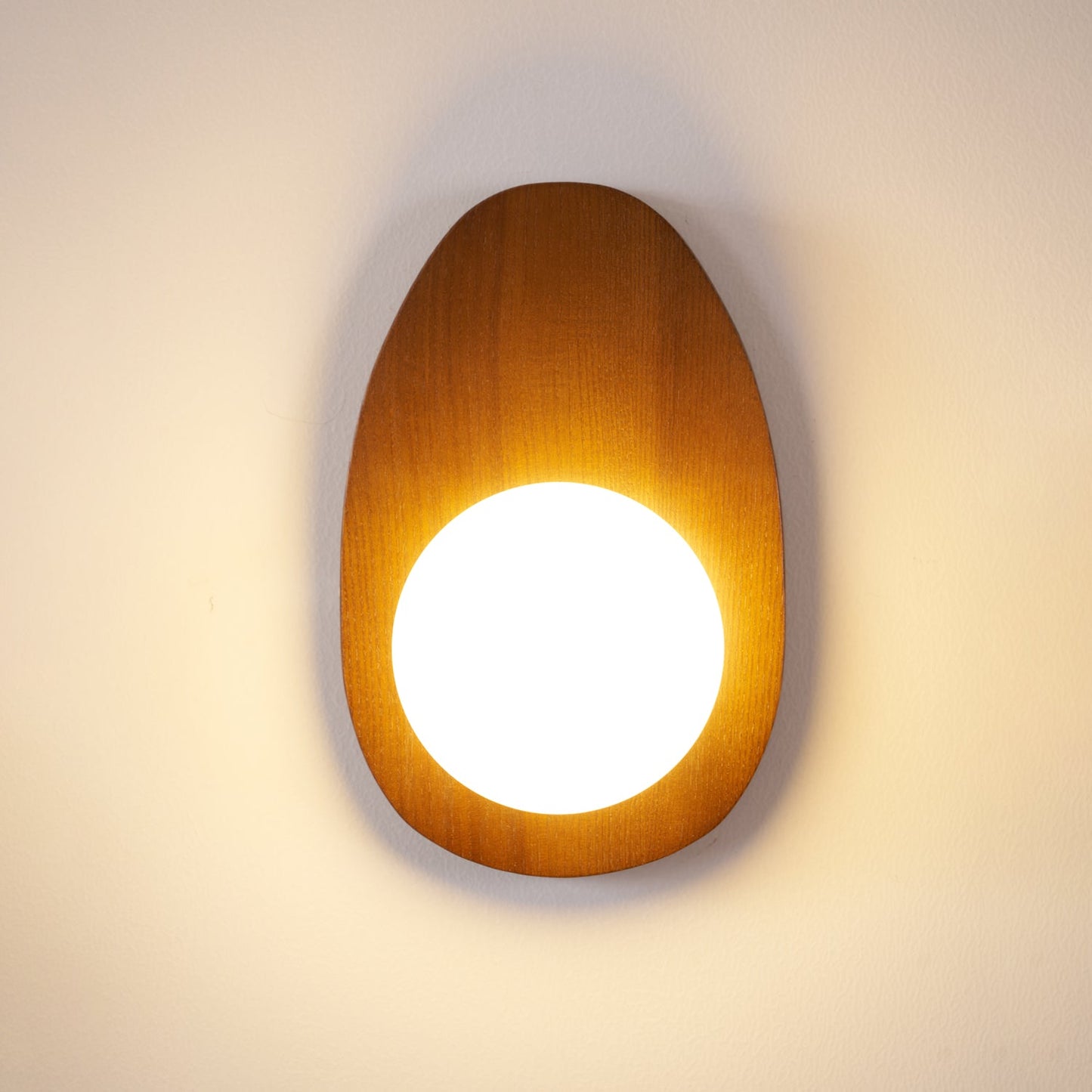 Wall Lamp | Walnut Wood & Glass | 18cm Diameter