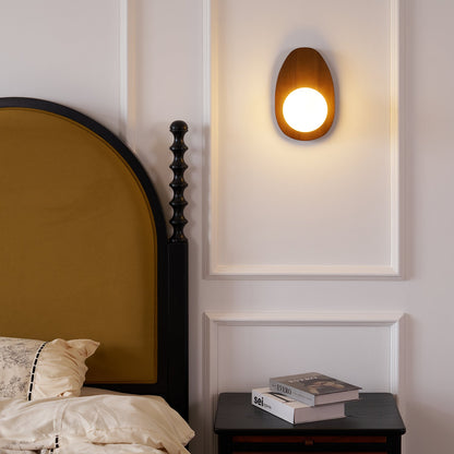Wall Lamp | Walnut Wood & Glass | 18cm Diameter