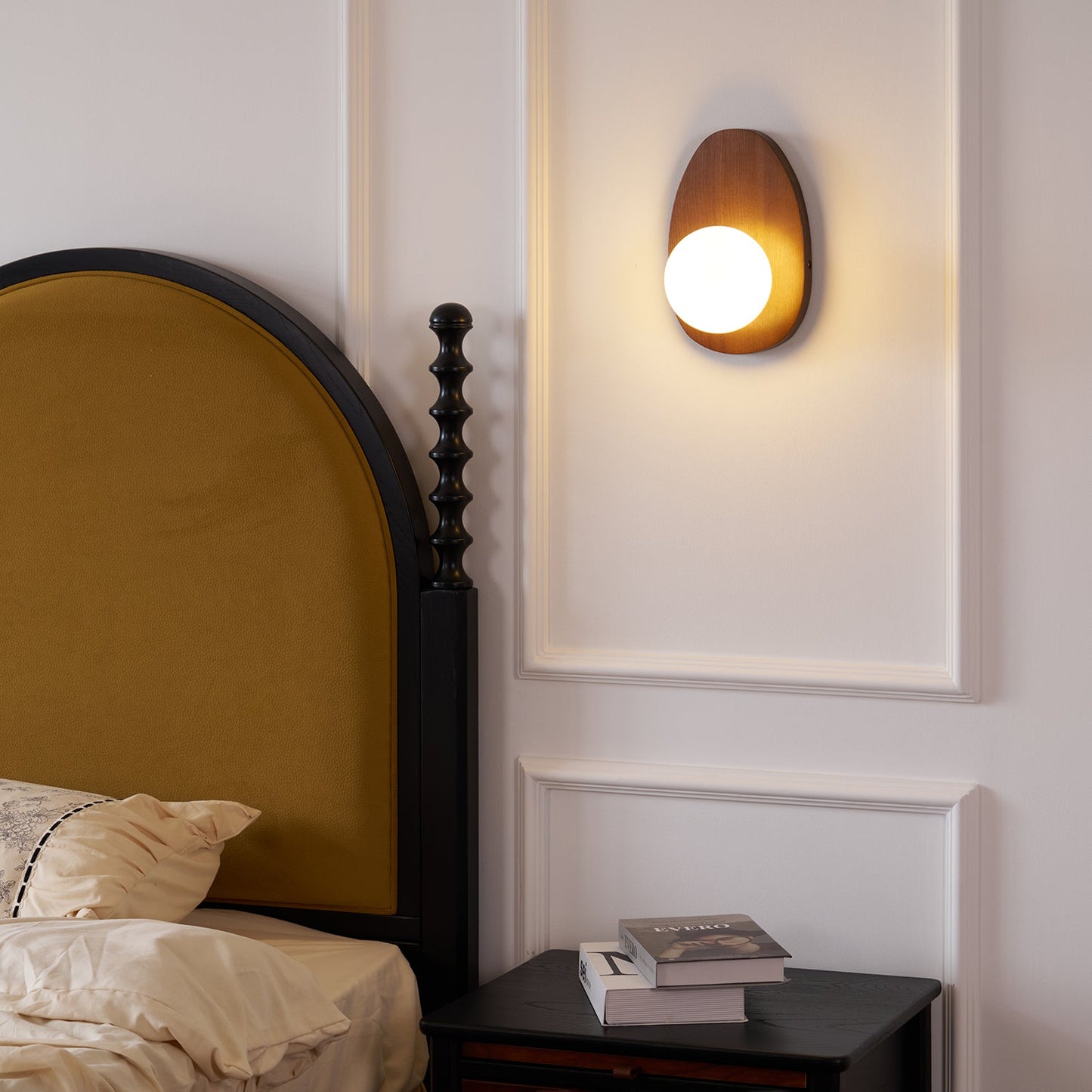 Wall Lamp | Walnut Wood & Glass | 18cm Diameter