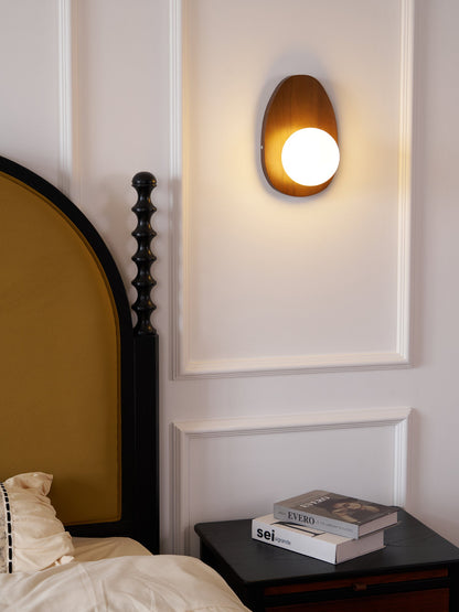 Wall Lamp | Walnut Wood & Glass | 18cm Diameter