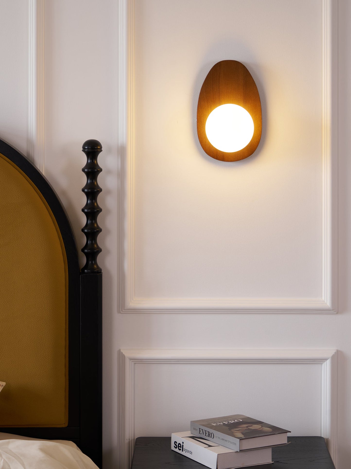 Wall Lamp | Walnut Wood & Glass | 18cm Diameter