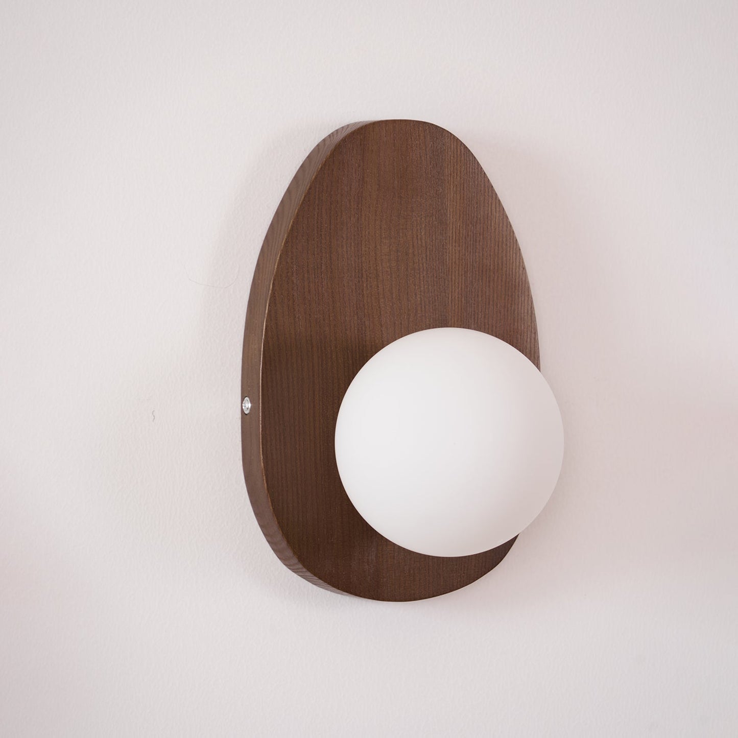 Wall Lamp | Walnut Wood & Glass | 18cm Diameter