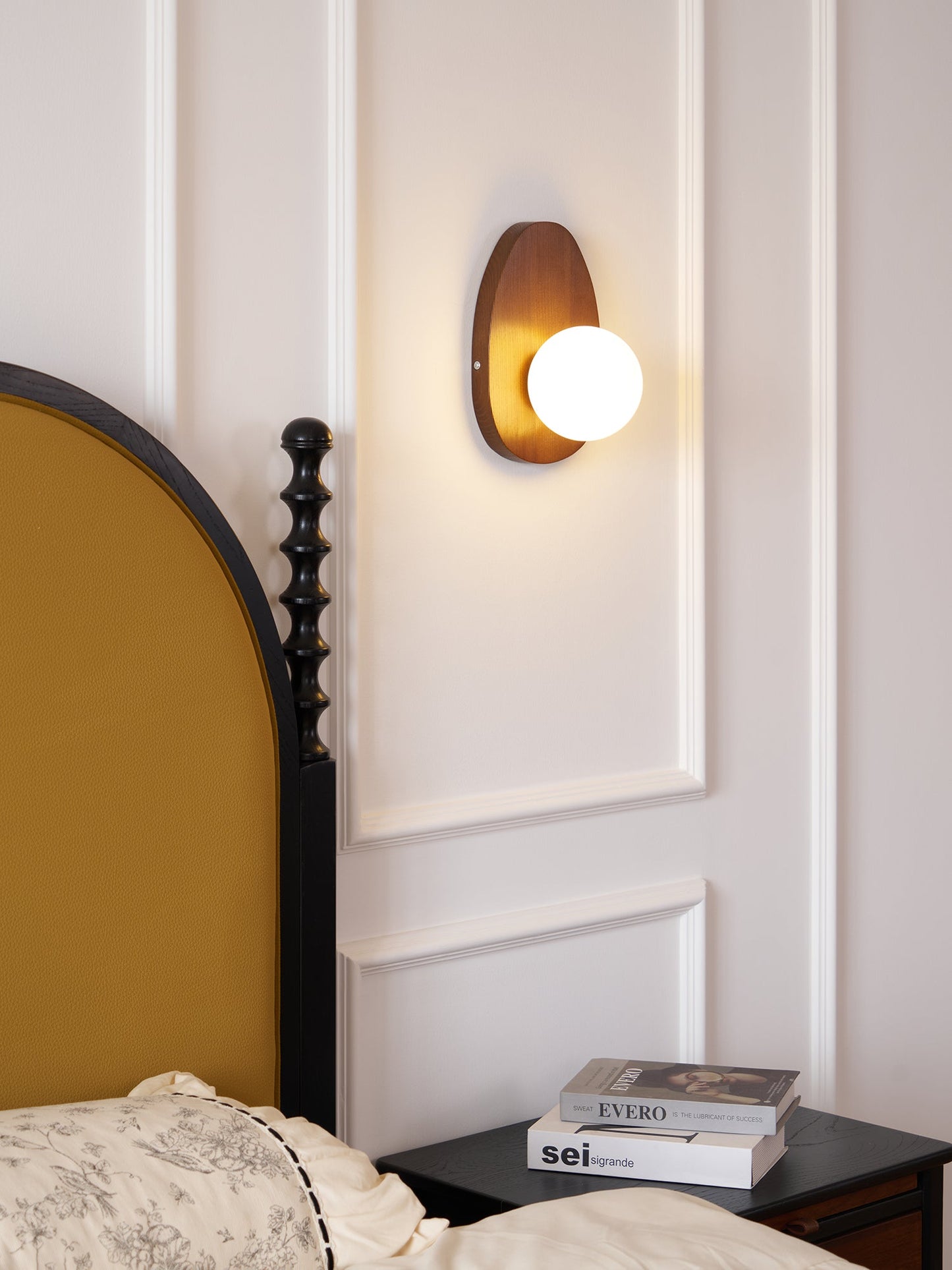 Wall Lamp | Walnut Wood & Glass | 18cm Diameter