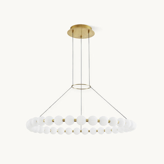 Orbet Chandelier | Opaline Glass & Brass | 39.4" Diameter