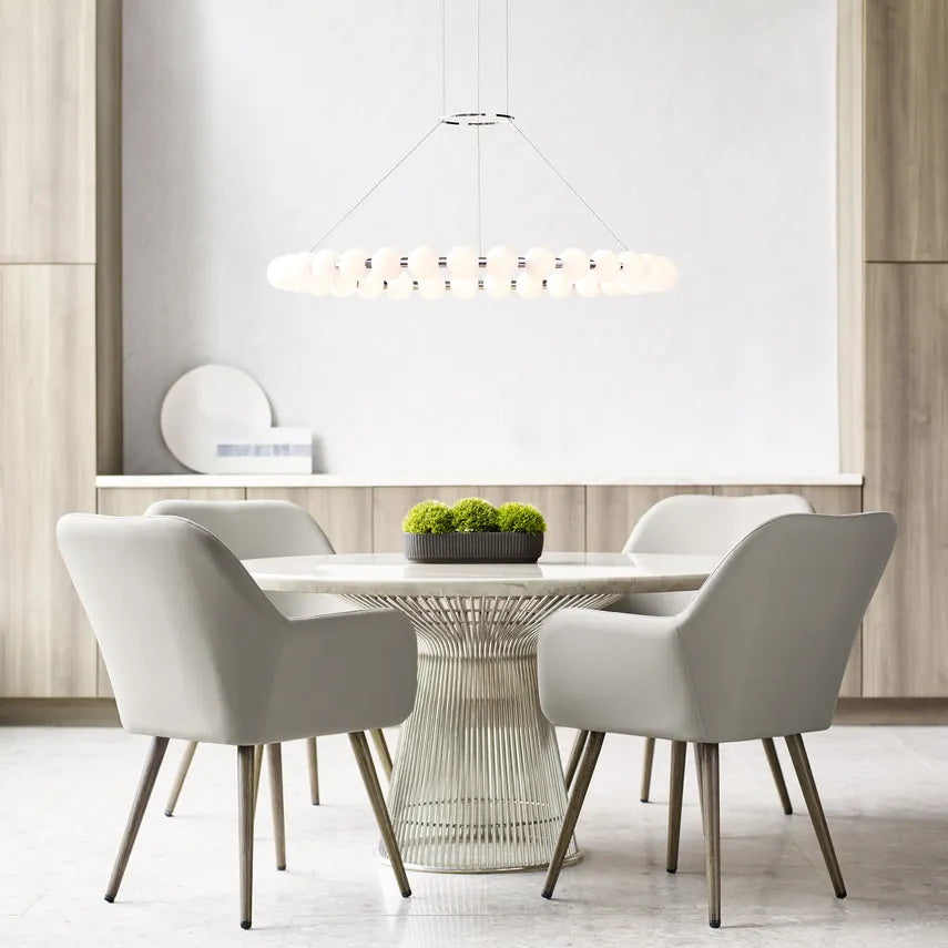 Orbet Chandelier | Opaline Glass & Brass | 39.4" Diameter