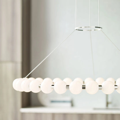 Orbet Chandelier | Opaline Glass & Brass | 39.4" Diameter