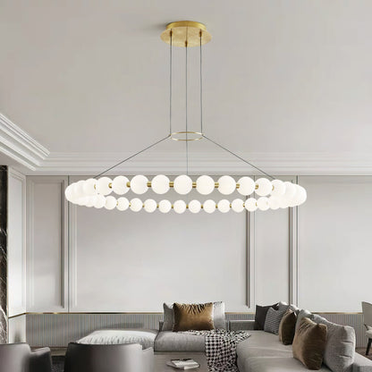 Orbet Chandelier | Opaline Glass & Brass | 39.4" Diameter