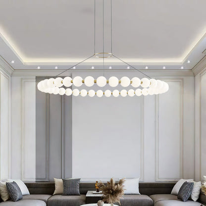 Orbet Chandelier | Opaline Glass & Brass | 39.4" Diameter
