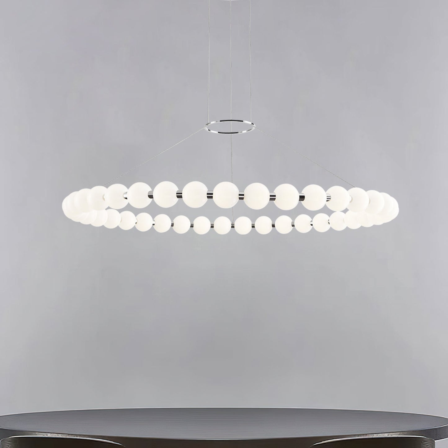 Orbet Chandelier | Opaline Glass & Brass | 39.4" Diameter