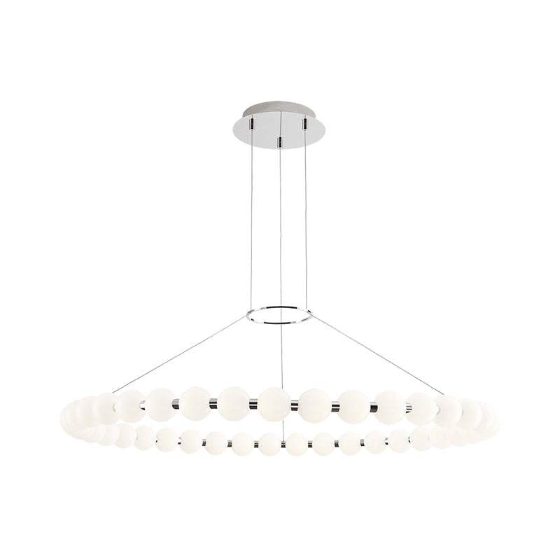 Orbet Chandelier | Opaline Glass & Brass | 39.4" Diameter
