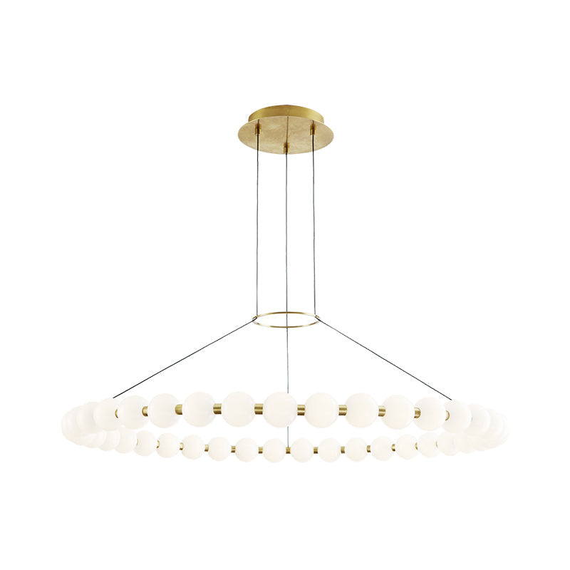 Orbet Chandelier | Opaline Glass & Brass | 39.4" Diameter