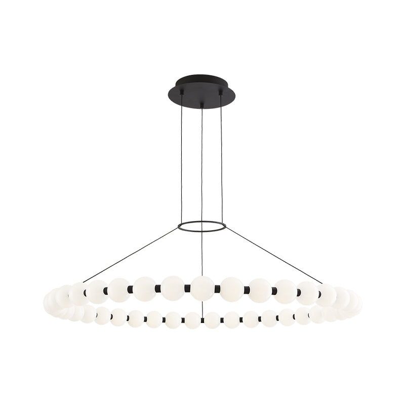 Orbet Chandelier | Opaline Glass & Brass | 39.4" Diameter