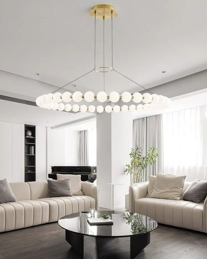 Orbet Chandelier | Opaline Glass & Brass | 39.4" Diameter