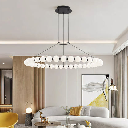 Orbet Chandelier | Opaline Glass & Brass | 39.4" Diameter