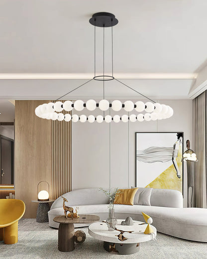 Orbet Chandelier | Opaline Glass & Brass | 39.4" Diameter