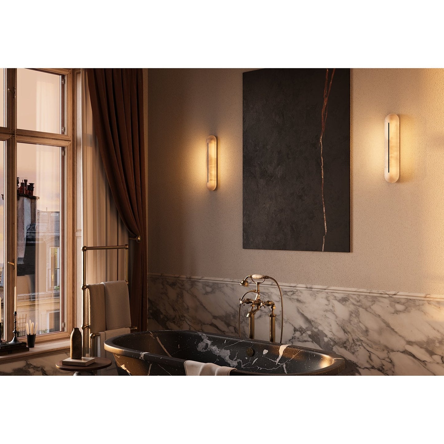 Orbison Wall Lamp | Brass & Alabaster | 46cm Height