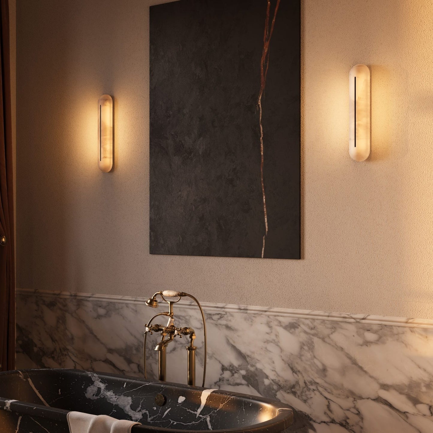 Orbison Wall Lamp | Brass & Alabaster | 46cm Height