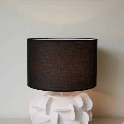 Ceramic Table Lamp | Matte White Base | Black Shade