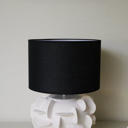 Ceramic Table Lamp | Matte White Base | Black Shade