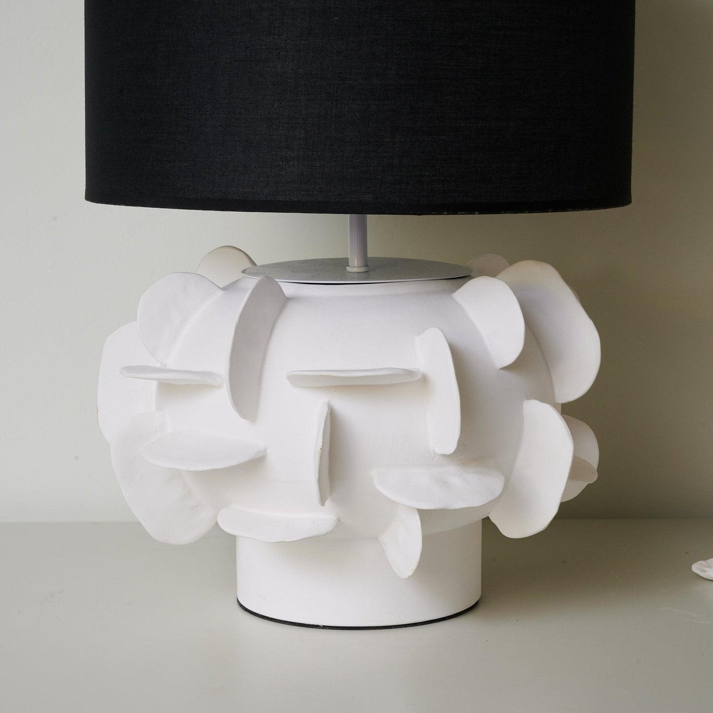 Ceramic Table Lamp | Matte White Base | Black Shade