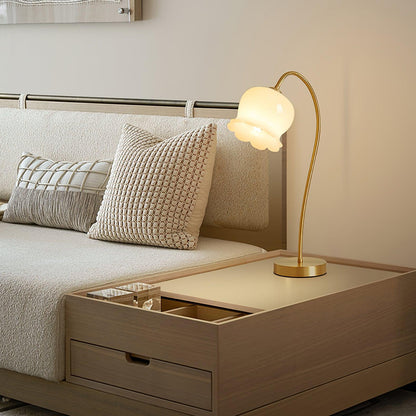 Orchids Table Lamp | Brass & Glass | White Shade