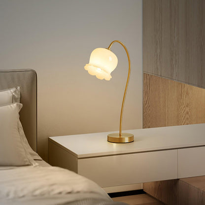 Orchids Table Lamp | Brass & Glass | White Shade