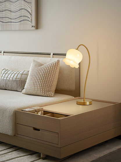 Orchids Table Lamp | Brass & Glass | White Shade