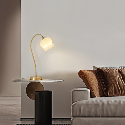 Orchids Table Lamp | Brass & Glass | White Shade