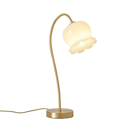 Orchids Table Lamp | Brass & Glass | White Shade