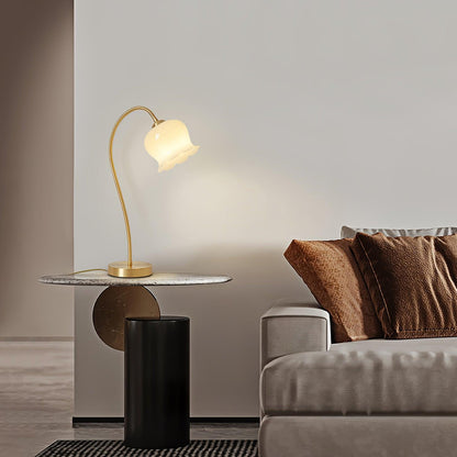 Orchids Table Lamp | Brass & Glass | White Shade