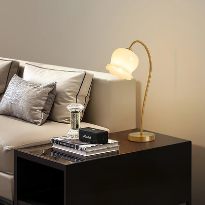 Orchids Table Lamp | Brass & Glass | White Shade